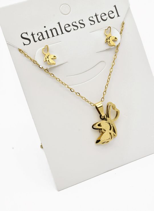 SET DE COLLAR, DIJE Y ARETES EN ACERO INOXIDABLE 316L
