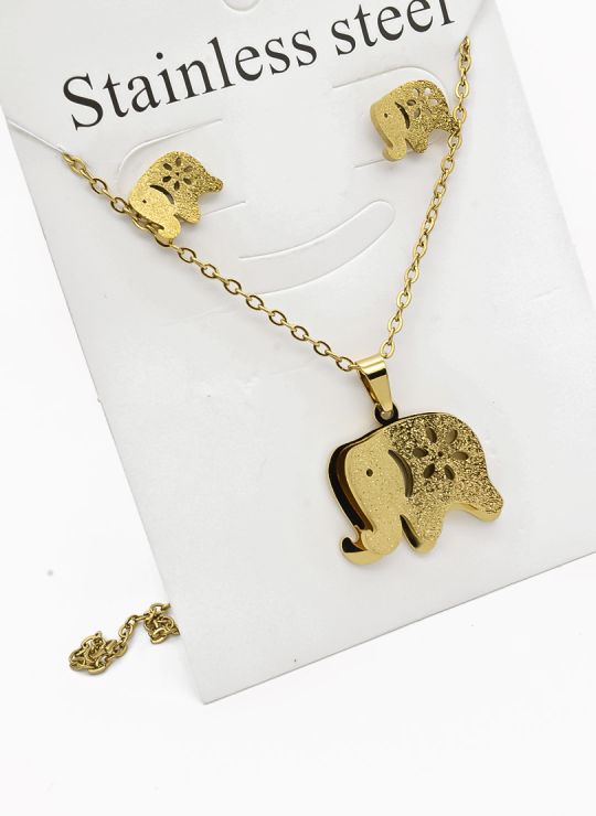 SET DE COLLAR, DIJE Y ARETES EN ACERO INOXIDABLE 316L