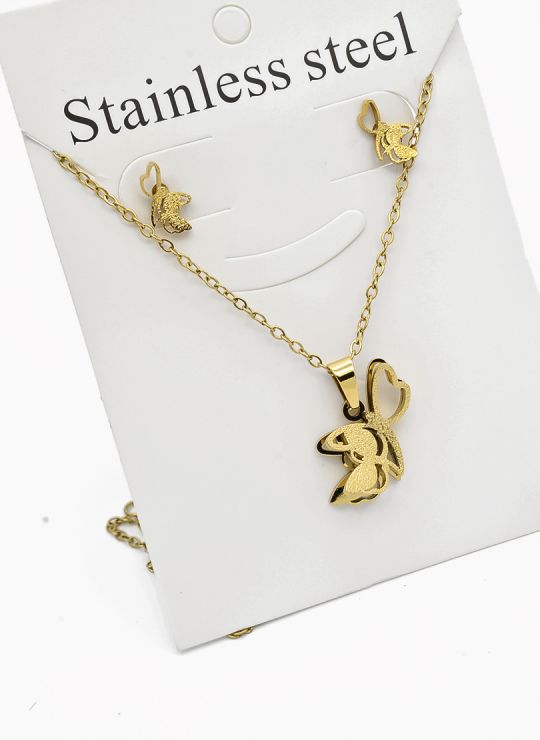 SET DE COLLAR, DIJE Y ARETES EN ACERO INOXIDABLE 316L