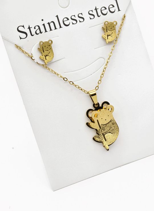 SET DE COLLAR, DIJE Y ARETES EN ACERO INOXIDABLE 316L