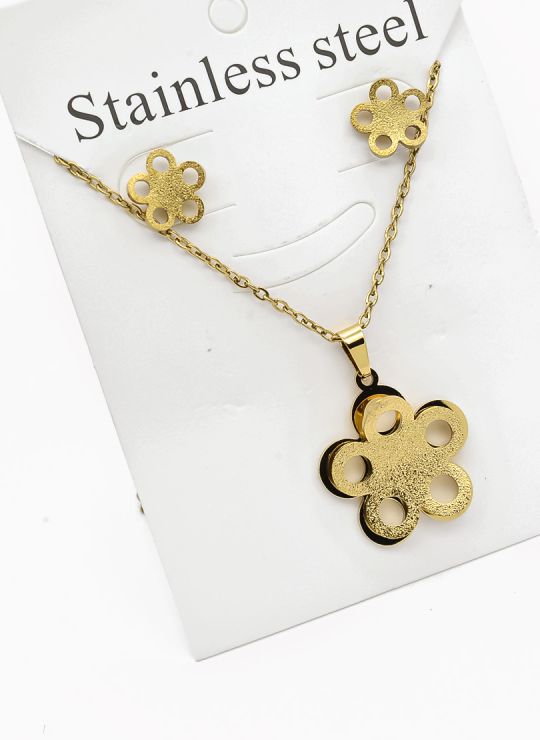 SET DE COLLAR, DIJE Y ARETES EN ACERO INOXIDABLE 316L