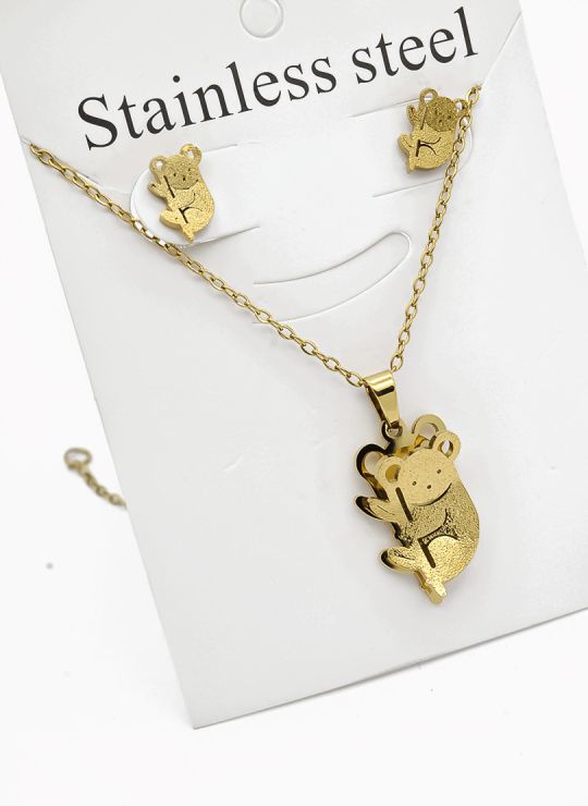 SET DE COLLAR, DIJE Y ARETES EN ACERO INOXIDABLE 316L