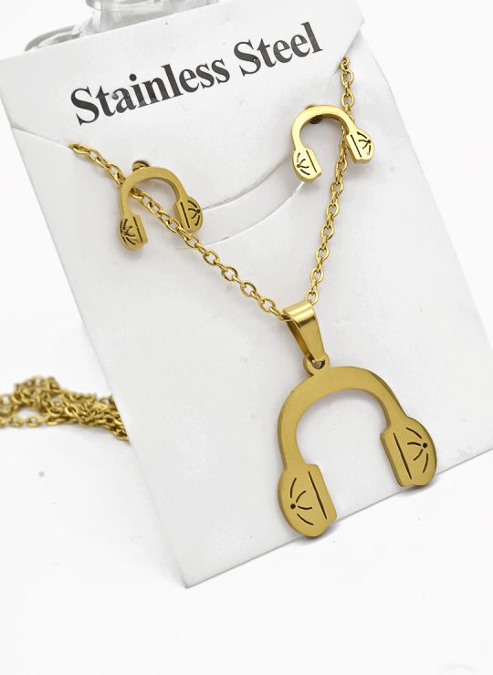 SET DE COLLAR, DIJE Y ARETES EN ACERO INOXIDABLE 316L