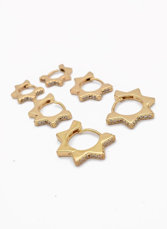 SET DE CANDONGAS RODIO CON MICROCIRCONES MEDIANA - DISEÑO LABRADO 