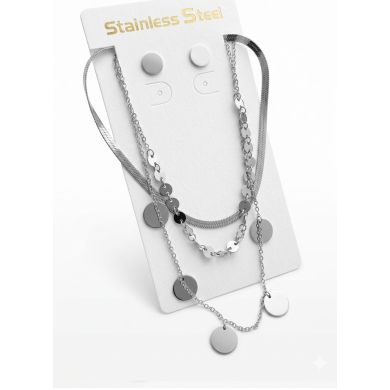SET DE COLLAR, DIJE Y ARETES EN ACERO INOXIDABLE 316L