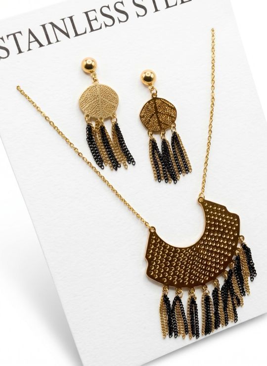 SET DE COLLAR, DIJE Y ARETES EN ACERO INOXIDABLE 316L