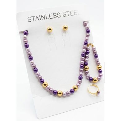 SET DE COLLAR, DIJE, PULSERA, ANILLO  Y ARETES EN ACERO INOXIDABLE 316L