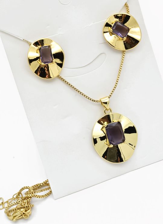 SET DE COLLAR, DIJE Y ARETES EN ACERO INOXIDABLE 316L