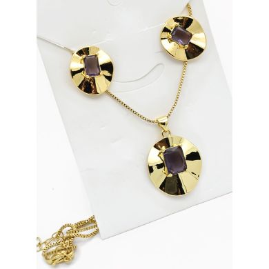 SET DE COLLAR, DIJE Y ARETES EN ACERO INOXIDABLE 316L