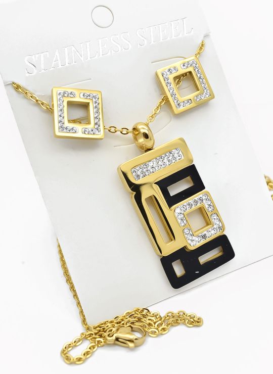 SET DE COLLAR, DIJE Y ARETES EN ACERO INOXIDABLE 316L