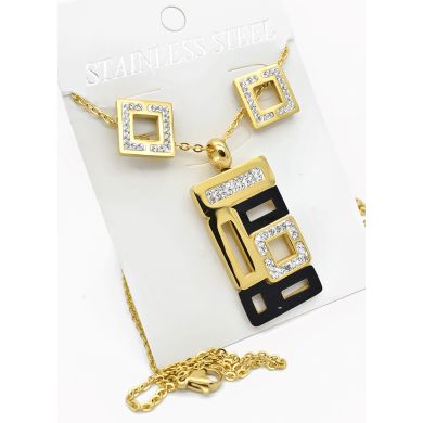 SET DE COLLAR, DIJE Y ARETES EN ACERO INOXIDABLE 316L