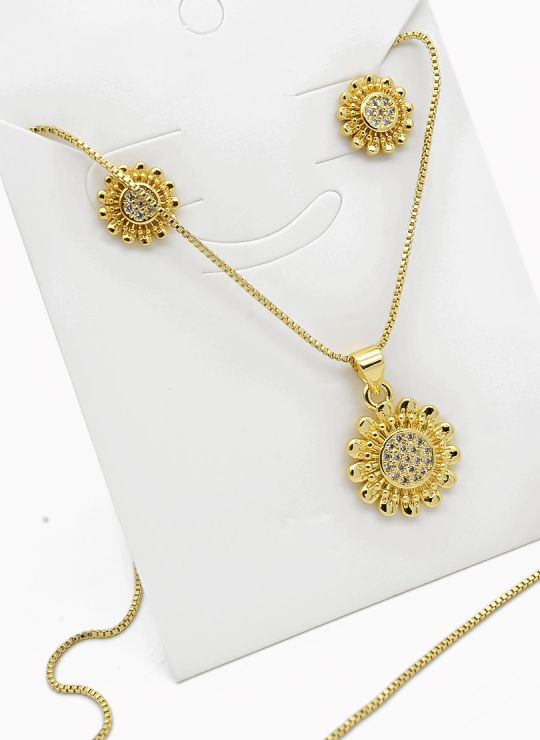 SET DE COLLAR Y DIJE EN RODIO CON MICROCIRCIONES / GARANTIA