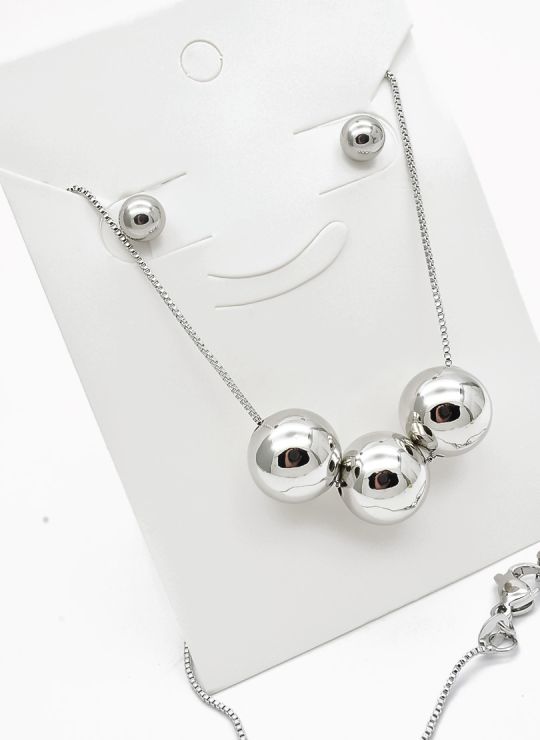 SET DE COLLAR Y DIJE EN RODIO CON MICROCIRCIONES / GARANTIA