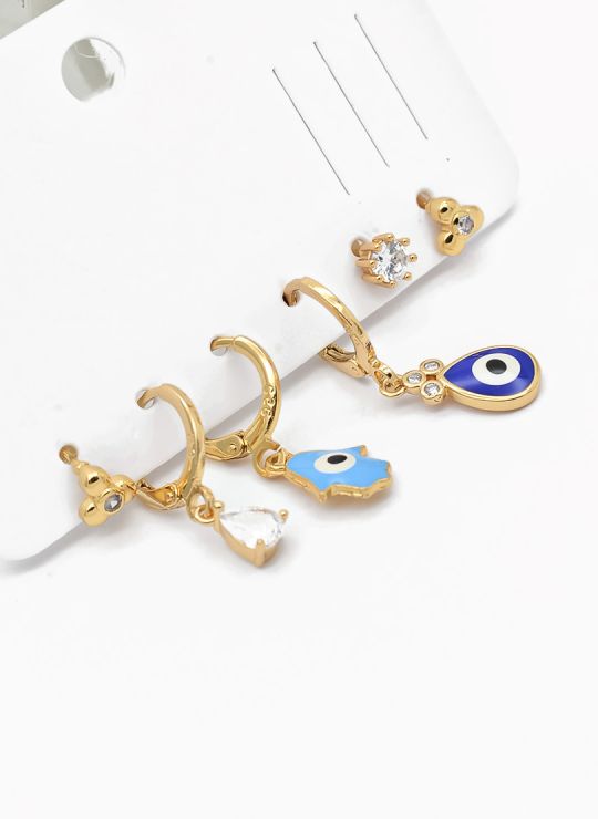 SET DE ARETES X 3 PARES RODIO XUPING /GARANTIZADO