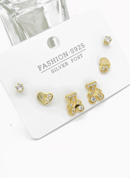 SET DE ARETES X 3 PARES RODIO XUPING /GARANTIZADO