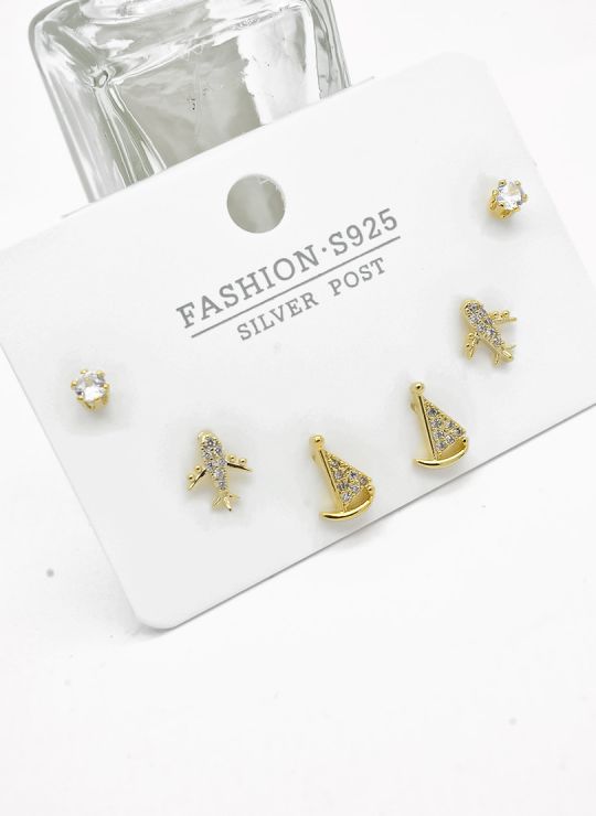 SET DE ARETES X 3 PARES RODIO XUPING /GARANTIZADO
