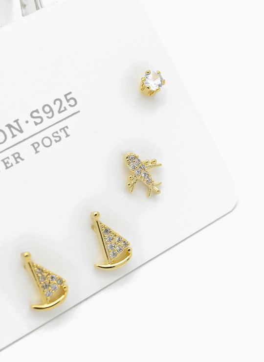 SET DE ARETES X 3 PARES RODIO XUPING /GARANTIZADO