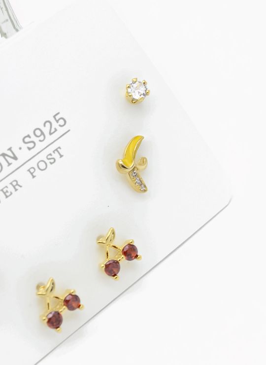 SET DE ARETES X 3 PARES RODIO XUPING /GARANTIZADO