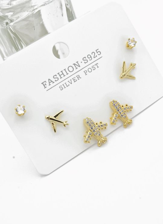 SET DE ARETES X 3 PARES RODIO XUPING /GARANTIZADO