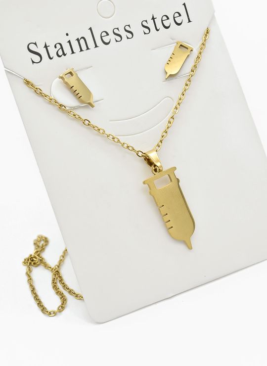 SET DE COLLAR, DIJE Y ARETES EN ACERO INOXIDABLE 316L