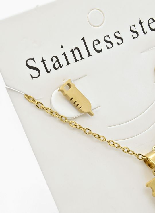 SET DE COLLAR, DIJE Y ARETES EN ACERO INOXIDABLE 316L