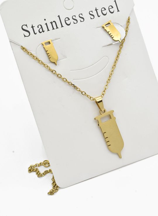 SET DE COLLAR, DIJE Y ARETES EN ACERO INOXIDABLE 316L
