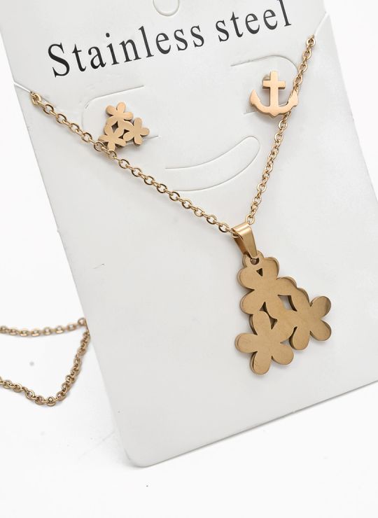 SET DE COLLAR, DIJE Y ARETES EN ACERO INOXIDABLE 316L