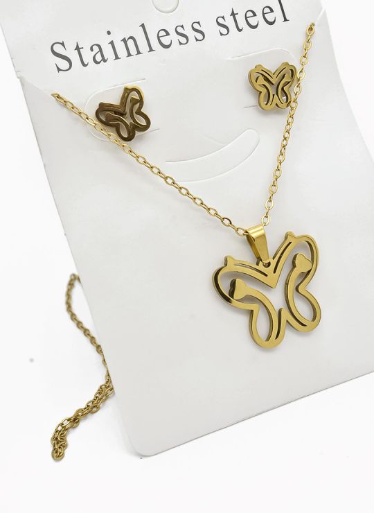SET DE COLLAR, DIJE Y ARETES EN ACERO INOXIDABLE 316L