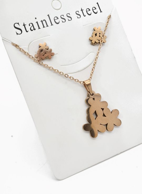 SET DE COLLAR, DIJE Y ARETES EN ACERO INOXIDABLE 316L