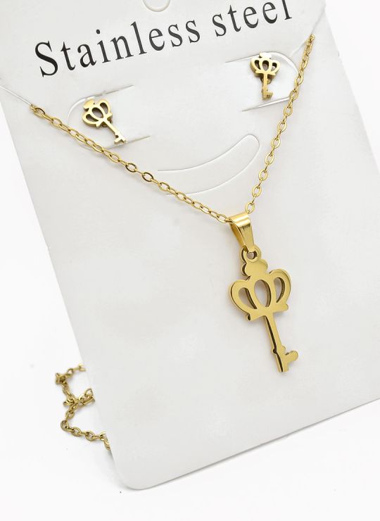 SET DE COLLAR, DIJE Y ARETES EN ACERO INOXIDABLE 316L