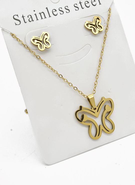 SET DE COLLAR, DIJE Y ARETES EN ACERO INOXIDABLE 316L