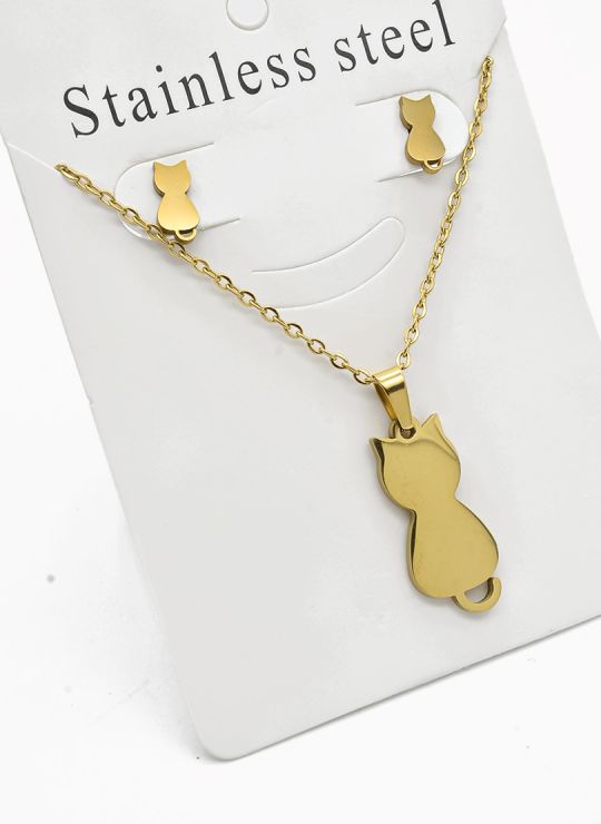 SET DE COLLAR, DIJE Y ARETES EN ACERO INOXIDABLE 316L