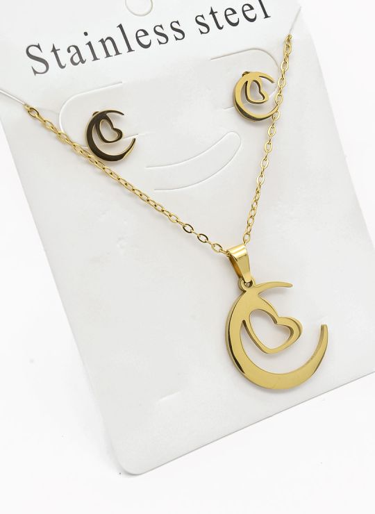 SET DE COLLAR, DIJE Y ARETES EN ACERO INOXIDABLE 316L