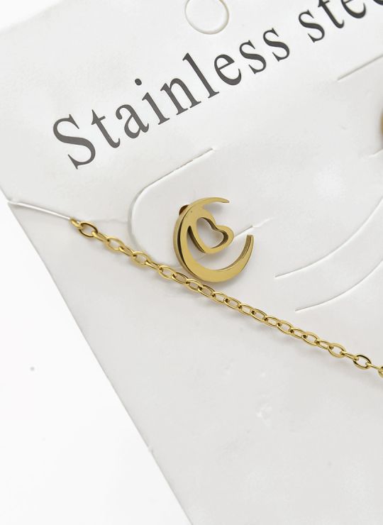 SET DE COLLAR, DIJE Y ARETES EN ACERO INOXIDABLE 316L