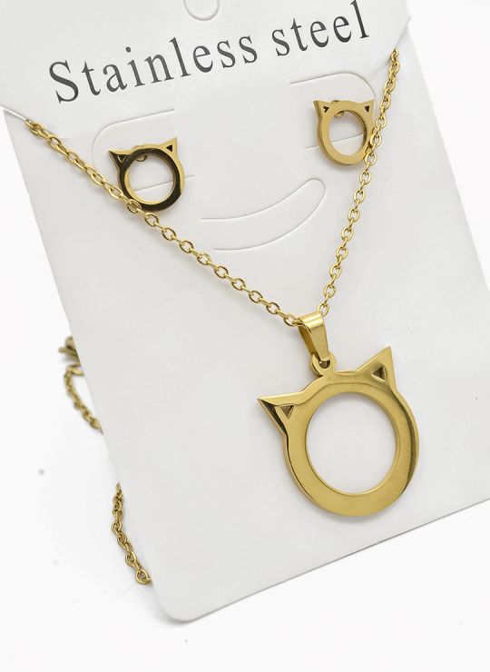 SET DE COLLAR, DIJE Y ARETES EN ACERO INOXIDABLE 316L