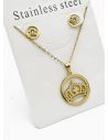 SET DE COLLAR, DIJE Y ARETES EN ACERO INOXIDABLE 316L
