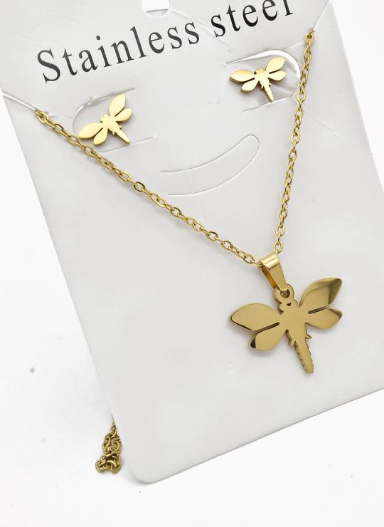 SET DE COLLAR, DIJE Y ARETES EN ACERO INOXIDABLE 316L