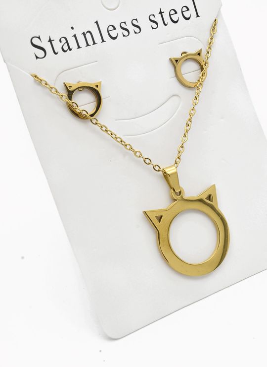 SET DE COLLAR, DIJE Y ARETES EN ACERO INOXIDABLE 316L