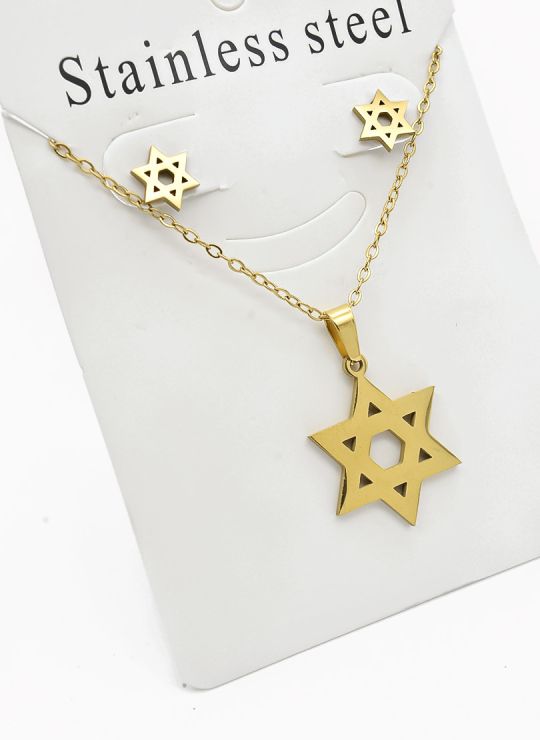 SET DE COLLAR, DIJE Y ARETES EN ACERO INOXIDABLE 316L