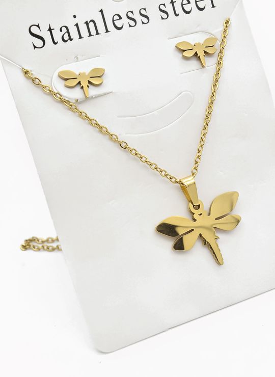 SET DE COLLAR, DIJE Y ARETES EN ACERO INOXIDABLE 316L