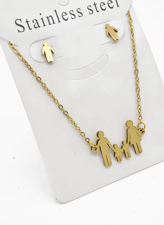 SET DE COLLAR, DIJE Y ARETES EN ACERO INOXIDABLE 316L