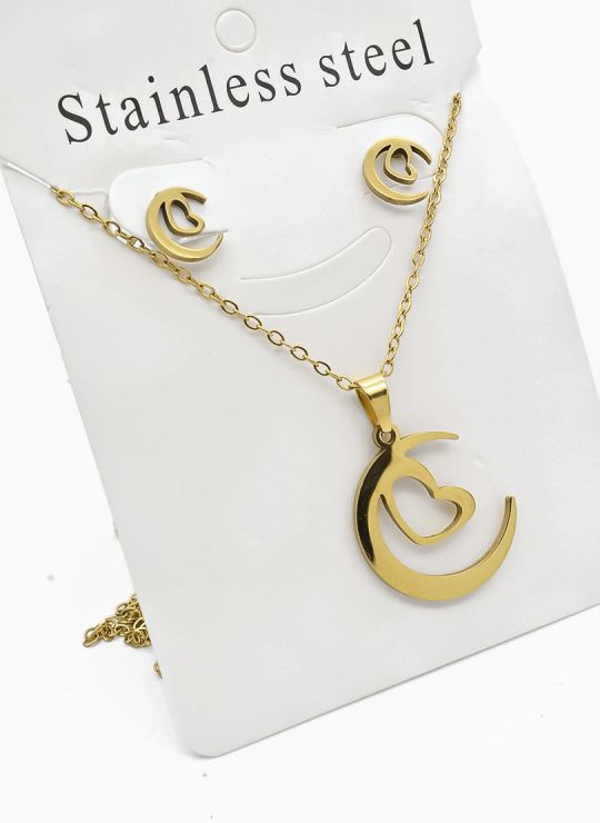 SET DE COLLAR, DIJE Y ARETES EN ACERO INOXIDABLE 316L