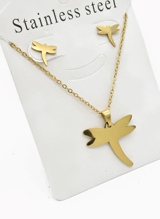 SET DE COLLAR, DIJE Y ARETES EN ACERO INOXIDABLE 316L