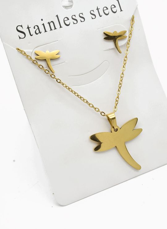 SET DE COLLAR, DIJE Y ARETES EN ACERO INOXIDABLE 316L