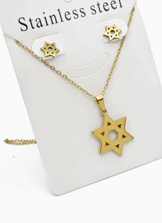 SET DE COLLAR, DIJE Y ARETES EN ACERO INOXIDABLE 316L