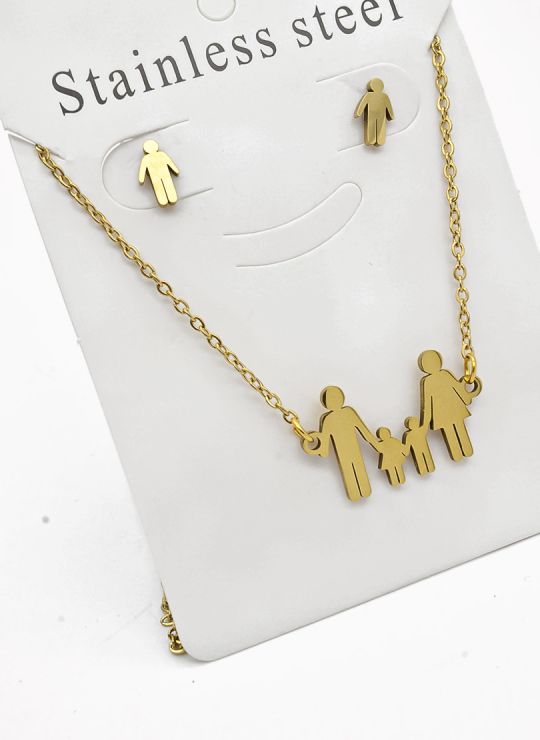 SET DE COLLAR, DIJE Y ARETES EN ACERO INOXIDABLE 316L