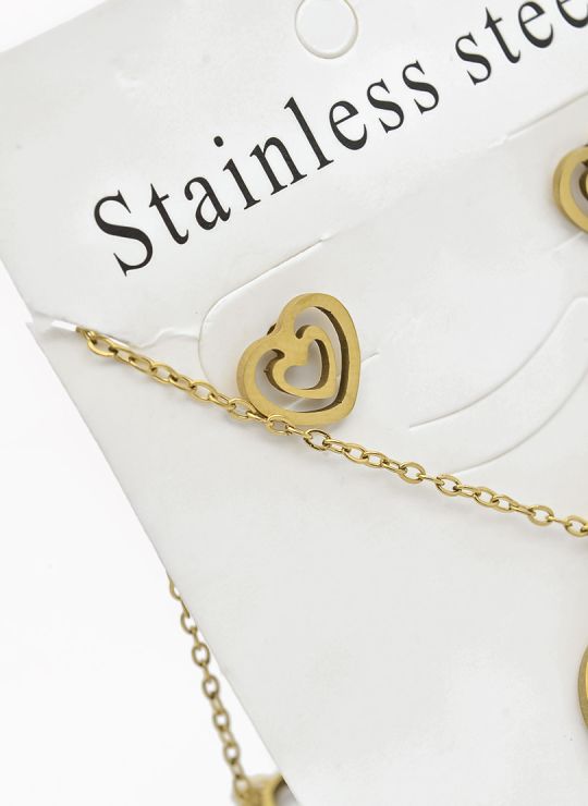 SET DE COLLAR, DIJE Y ARETES EN ACERO INOXIDABLE 316L