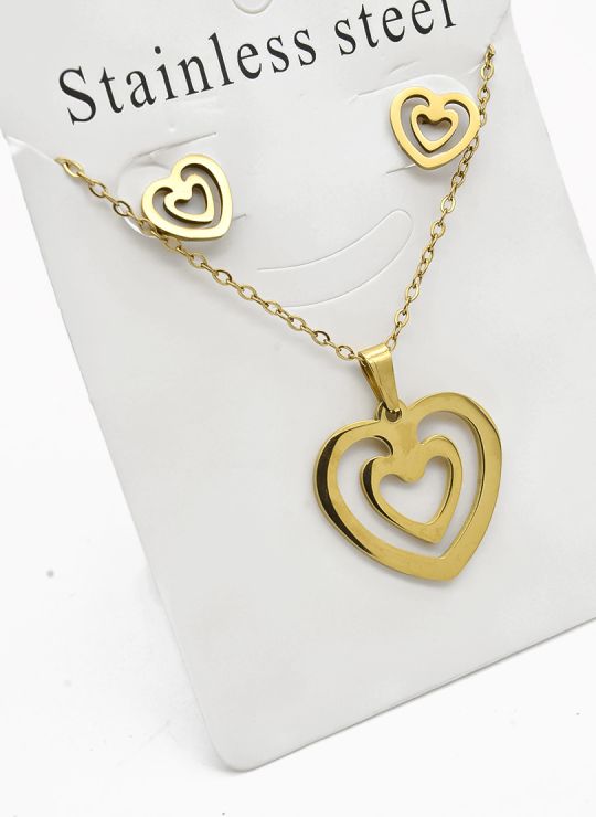 SET DE COLLAR, DIJE Y ARETES EN ACERO INOXIDABLE 316L