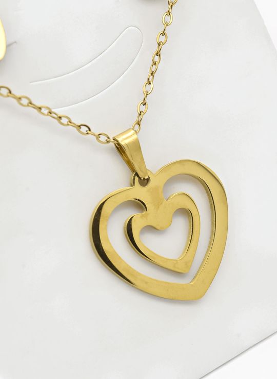 SET DE COLLAR, DIJE Y ARETES EN ACERO INOXIDABLE 316L