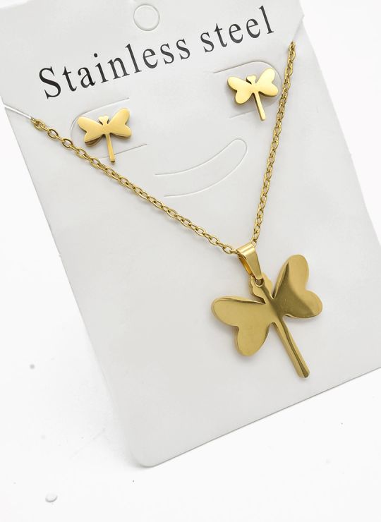 SET DE COLLAR, DIJE Y ARETES EN ACERO INOXIDABLE 316L
